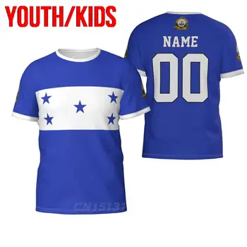 Молодежный детский пользовательский номер имени, флаг страны Гондурас, 3D футболки, одежда, футболки, футболки для мальчиков и девочек, топы, подарок на день рождения, Размер США