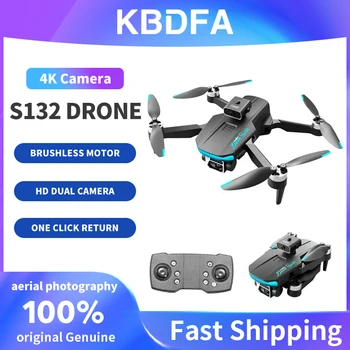 KBDFA Новый Беспилотный летательный аппарат S132 с двойной камерой 8K HD и GPS для обхода препятствий, Бесщеточный Мотор, Радиоуправляемый вертолет, Профессиональная Складная игрушка-Квадрокоптер
