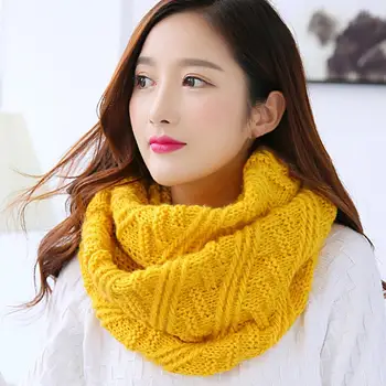 Женский шарф-петля, осенне-зимний шарф-трубка, Вязаный шарф с высокой эластичностью, Утолщенный Теплый шейный платок для улицы