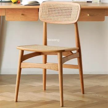 Обеденный стул из ротанга для кухни, средневековый скандинавский стул, Японская мебель для дома из массива дерева Со спинкой, стол из орехового дерева, стул из вишневого дерева