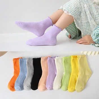 Средние носки, однотонные детские носки, Детские носки ярких цветов, Детские носки с двойным ящиком для иголок, Мужские и женские носки Four Seasons