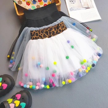 Юбка принцессы для танцев для маленьких девочек, милая юбка-пачка из тюля с помпонами для девочек, детская одежда