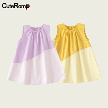 Одежда для маленьких девочек Летнее платье для девочек контрастного цвета Платье детская юбка хлопковое платье без рукавов vestido