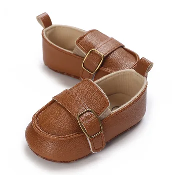 Повседневная обувь для маленьких мальчиков из мягкой подошвы из искусственной кожи, обувь для маленьких мальчиков, Черно-белая Коричневая обувь для малышей, обувь для новорожденных на плоской подошве