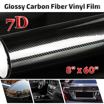 Автомобильная наклейка Глянцевая виниловая пленка из углеродного волокна Car Wrap Super Glossy 7D Carbon Film размером 20 см x 152 см Водонепроницаемая пленка