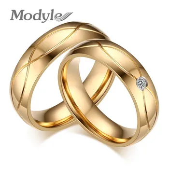 Modyle 2023 Новые модные обручальные кольца для женщин и мужчин золотого цвета из нержавеющей стали