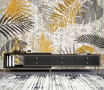 Nordic Light Роскошная настенная роспись с золотым листом и мерцающим золотым фоном Домашний Декор Гостиная Спальня 3D обои на заказ