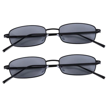 2X Винтажные Солнцезащитные очки Женские Мужские Прямоугольные Очки Маленькие Солнцезащитные очки в ретро-стиле Женские S8004 В черной оправе, серый