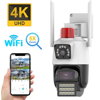 8-мегапиксельная PTZ-WiFi камера с двойным цветным экраном ночного видения наружная 4-мегапиксельная IP-камера безопасности CCTV Камера наблюдения ICSEE App