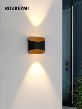 Проводной настенный светильник Roukeymi, современный светодиодный уличный водонепроницаемый настенный светильник, водонепроницаемый настенный светильник для ванной комнаты, уличный настенный светильник для крыльца