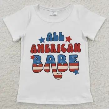 4 июля, детские патриотические топы, одежда для новорожденных девочек, летние футболки American Babe