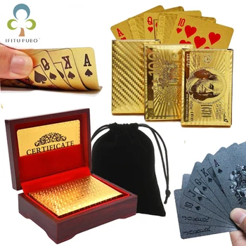 Золотая Черная Фольга Покер Евро Доллар Стиль Пластиковые Игральные карты для Покера Водонепроницаемые Карты Хорошая Цена Азартная Настольная игра GYH