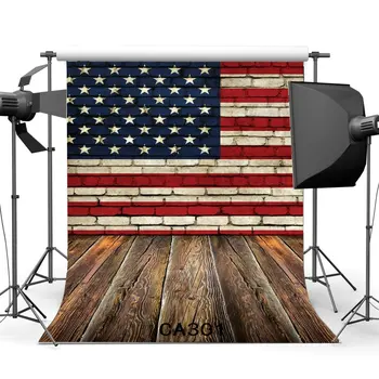Бесшовные фоны для фотосъемки с американским флагом и звездно-полосатым узором, ностальгия по кирпичной стене, деревянные фоны для фотографий