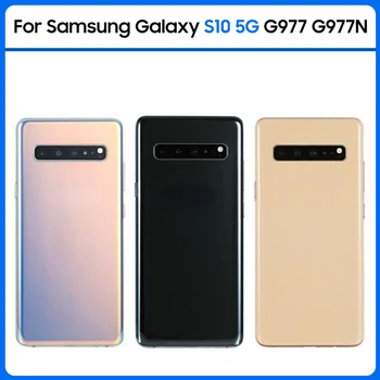 Для Samsung Galaxy S10 5G SM-G977B G977F Задняя Крышка Батарейного Отсека Задняя Дверь 3D Стеклянная Панель Корпус Чехол Клей + Замена Объектива Камеры