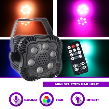 SUNART 6 Eyes LED Par Can Сценический Эффект Освещения Для DJ Дискотеки Домашняя Вечеринка DMX Управление Звуком Автоматические Дистанционные Режимы RGB 3 в 1 Лампа для Мытья