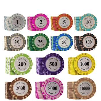 10 шт. Набор глиняных фишек для покера, монеты для казино, покер 40x3,3 мм, металлические монеты для развлечений, фишки Монте-Карло, аксессуары для покерного клуба