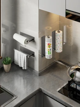 Держатель для бумажных полотенец из нержавеющей стали, Подставка для туалетной кухонной рулонной бумаги, Самоклеящиеся кухонные принадлежности