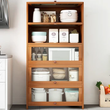 Простые домашние кухонные шкафы из массива дерева, Современная кухонная мебель, гостиная у стены, чайный шкаф, Многослойный шкаф для хранения