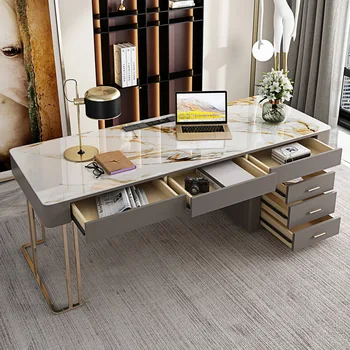 Итальянский стол из каменной плиты, дизайнерский стол для учебы в скандинавском стиле, роскошный компьютерный стол, простой современный письменный стол для дома
