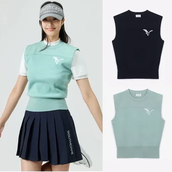 женская одежда для гольфа, вязаный жилет, осень 2023, новые вязаные жилеты без рукавов