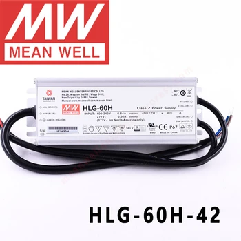 Оригинальный Mean Well HLG-60H-42 для уличных/высотных помещений/теплиц/парковки meanwell Мощностью 60 Вт с Постоянным напряжением и постоянным током Светодиодный Драйвер