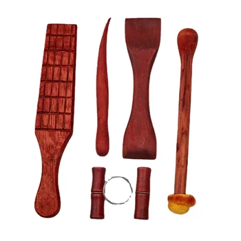 Инструменты для гончарного дела из 5 предметов, инструменты для изготовления горшков из красного дерева, керамика ручной работы из фиолетового песка, инструменты для ремонта горшков своими руками
