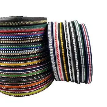 1 см 10 ярдов в разноцветную полоску, Однотонная тесьма, Жаккардовая лента из полиэстера, одежда для кружев и шляп, текстильные аксессуары для качелей