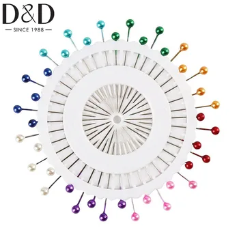D & D 200шт Швейные булавки с разноцветными жемчужными головками, булавки для пошива ювелирных изделий, букетов, швейных поделок, прямые булавки для квилтинга