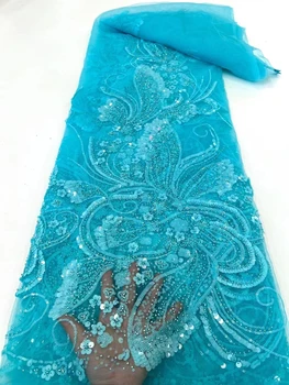 Изысканное вечернее платье с кружевной вышивкой для вечеринки, роскошная изысканная кружевная вышивка из ткани с пайетками из бисера
