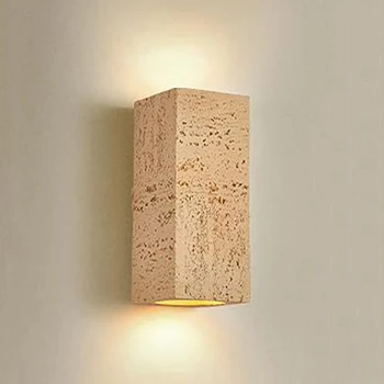 Светодиодный настенный светильник Wabi-sabi, квадратный Скандинавский цементный светильник для фойе, спальни, ресторана, настенный декор в стиле ретро, Прикроватный светильник для коридора, Дизайнерское бра