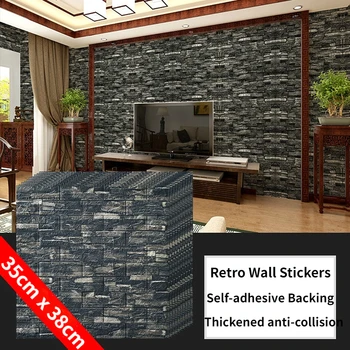 38 см x 35 см Самоклеящаяся водонепроницаемая 3D наклейка на стену для плитки, обои из пенопласта XPE, фоновые украшения для гостиной 