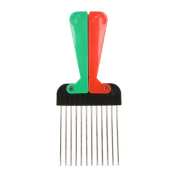 2 Афро Гребня для укладки волос в африканском стиле, расческа-кулак для парикмахерских инструментов для укладки волос, Цветная Складная ручка