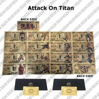 Kelin 15 дизайнов Attack On Titan S-N-K, золотые банкноты, билеты на популярные японские аниме, карточки для коллекции