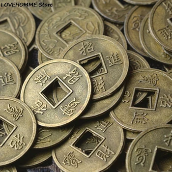 100шт 10мм Китайский древний Фэн-шуй, счастливая монета, Дракон и Феникс, антикварное богатство, Деньги, удача, декор для дома и автомобиля
