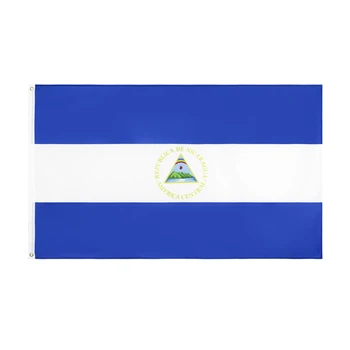 Флаг Никарагуа, 90x150 см, высококачественные полиэфирные ткани с двусторонним принтом