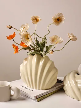 Керамические вазы в виде ракушки Nordic Ins, украшения для гостиной, Настольная Цветочная композиция, контейнер, Ваза, Аксессуары для украшения дома