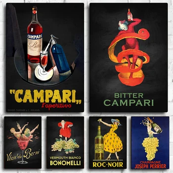 Плакаты с напитками Campari, принты с ликером Aperol Настенные панно, Живопись на холсте, Винтажное украшение стен кухни горьким Campari
