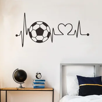 Футбольная наклейка на стену с сердцебиением, спортивный футбольный фон для спальни, для украшения дома, наклейки для детской комнаты для мальчиков SY08