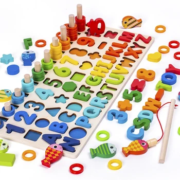 Магнитная память 3D Mainan Kayu Montessori Digital Bentuk Yang Sesuai dengan Blok Mainan Pendidikan untuk Anak-анак Сибук