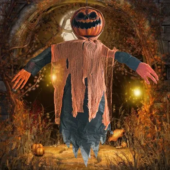 Электрическое Подвесное украшение Pumkin Zombie на Хэллоуин, Светящийся Призрак со звуками ужаса для бара с привидениями, украшение для вечеринки
