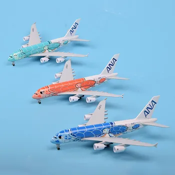 20 см В масштабе 1: 400 Самолеты Airbus A380 ANA Turtle Airlines, самолет с шасси, модель из сплава, игрушка для коллекций