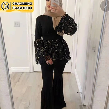 Абая Дубай Турция Арабское Кружево Сращивание Высококачественный Топ Mujer Islam Одежда Мусульманская Для Женщин Повседневная Блузка Oman Defacto Femme