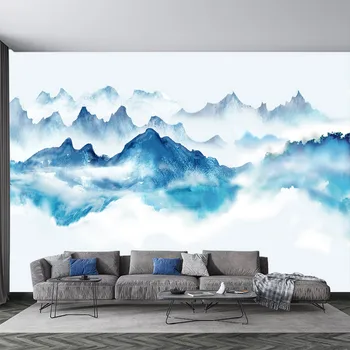 Художественная концепция пейзажа ручной росписи тушью, индивидуальные 3D обои, наклейки на стены гостиной, спальни