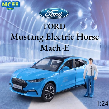 1:24 Ford Mustang Электрическая Лошадь Mach-E, Изготовленная на заказ Из Металлического Сплава, Модель Автомобиля, Звук, Свет, Откидывающаяся Коллекция, Детская Игрушка В Подарок A481