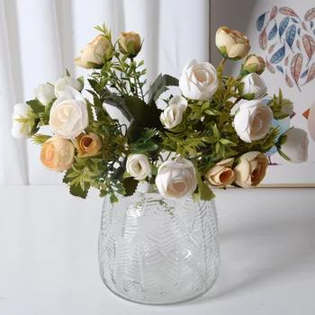 Букет искусственных роз для украшения, свадебный букет, 5 зубцов