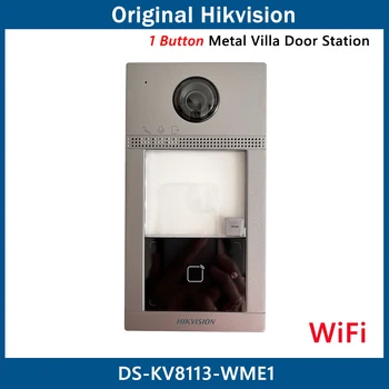 Hikvision 1 Кнопочная Металлическая Дверная станция Виллы Wifi POE Внутренний считыватель карт Mifare 2-Мегапиксельный видеодомофон Wifi DS-KV8113-WME1 (C)