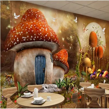 масштабные фрески wellyu на заказ, сказочный фантазийный грибной домик, фоновые обои для детской комнаты papel de parede