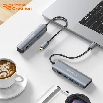 CableCreation USB C Концентратор Type C к HDMI 4K 60Hz Док-станция с Питанием PD 100 Вт USB 3.0 для Ноутбука Macbook Thunderbolt Hub 5 В 1