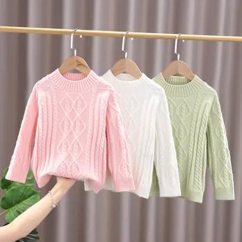 2023 Ins/ Новые модные вязаные свитера для девочек, Детская зимняя одежда, Пуловеры, свитера, Джемперы для девочек, свитер в целом