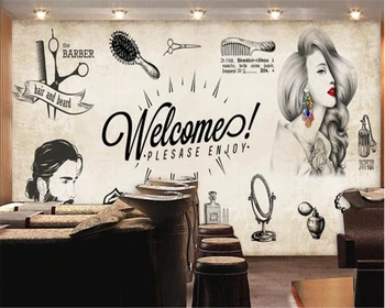 beibehang нестандартного размера Европейский и американский промышленный стиль цементные стены салон красоты парикмахерская фреска фон обои
